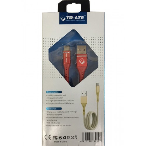 C Type USB Data Cable TD-CA22 Red